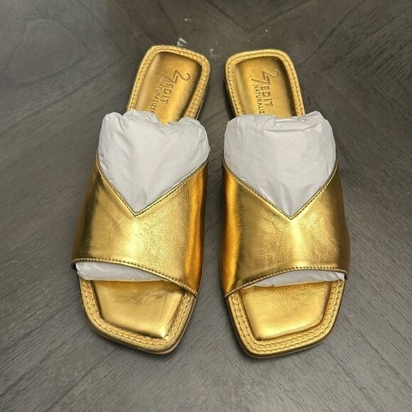 27 EDIT NATURALIZER Zelda Faux Leather Slide Sandal In Deep Gold - Picture 4 of 7